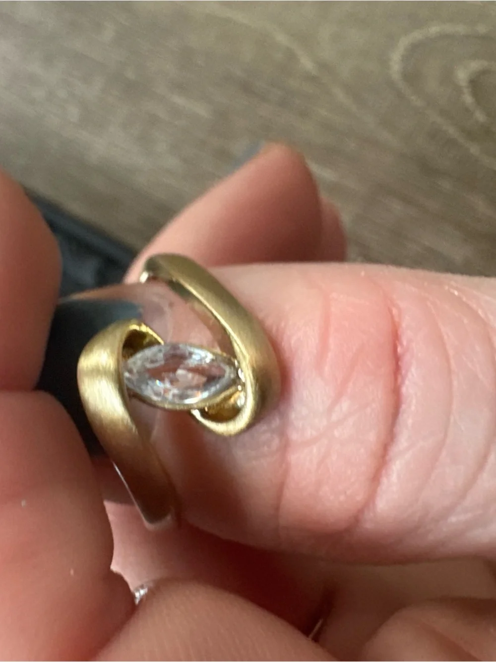 Gold-tone Women's Wrap Ring with Marquise Clear Stone